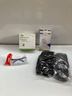 1 X BOX OF ASSORTED ITEMS INCLUDING BLOOD PRESSURE MONITOR CUFFS