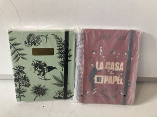 1 X BOX OF ASSORTED PLANNERS AND CALENDARS INCLUDING BOTANICAL 2023