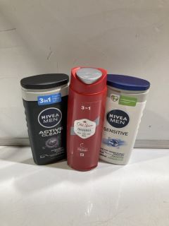 BOX OF ASSORTED ITEMS TO INC NIVEA MEN SENSITIVE 3IN1 SHOWER GEL