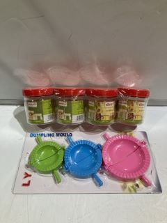 BOX OF ASSORTED ITEMS TO INC DUMPLING MOULD