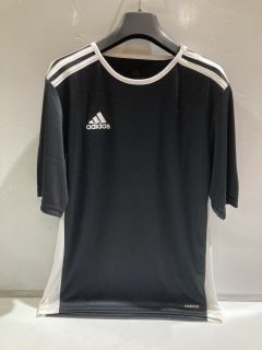 2 X ITEMS OF CHILDRENS CLOTHING TO INCLUCE ADIDAS T-SHIRT AGE 15-16 COLOUR BLACK/WHITE STRIPE