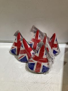 BOX OF ASSORTED ITEMS TO INC ENGLAND PARTY HATS