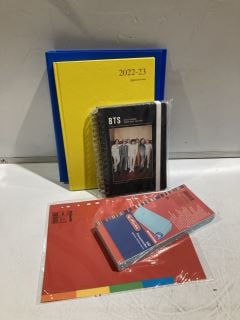 BOX OF ASSORTED ITEMS INC BTS WEEKLY PLANNER 22/23