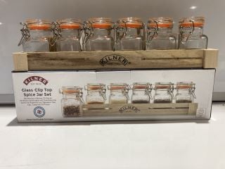 6 X KILNER GLASS CLIP TOP SPICE JAR SET