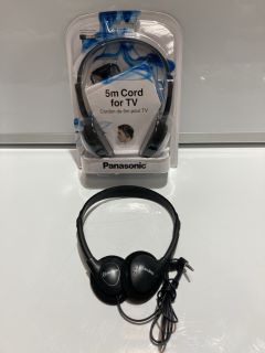 QTY OF ITEMS TO INCLUDE PANASONIC 5M CORD FOR TV AND AV:LINK STEREO HEADPHONES