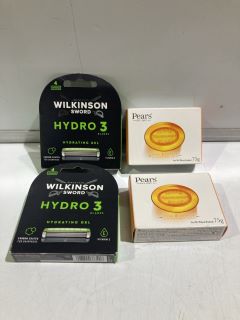 BOX OF PEARS SOAPS & WILKINSON SWARD HYDRO 3 BLADES (18+ ITEM ID MAY BE REQURIED)