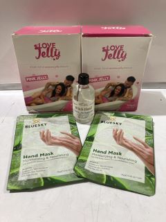 QTY OF ASSORTED ITEMS TO INC LOVE JELLY PINK BATH JELLY