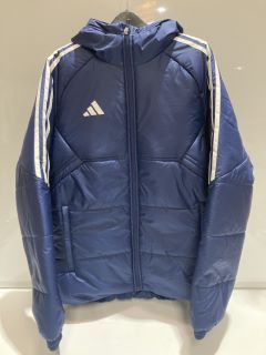 ADIDAS BLUE/WHITE WINTER JACKET SIZE: MEDIUM