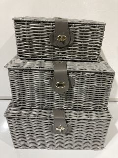 2 LIVIVO HAMPER BASKET SET OF 3 GREY