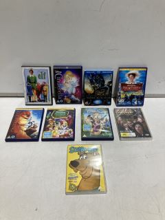 QTY OF ASSORTED DVDS TO INCLUDE SCOOBY DOO! AND THE SAMURAI SWORD, ELF