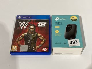 QTY OF ITEMS TO INC TP-LINK 4G LTE MOBILE WIFI & W2K18 PLAYSTATION 4 GAME