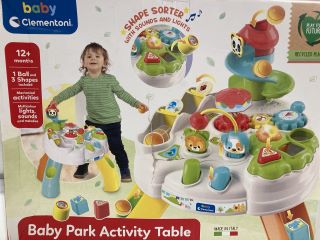 BABY PARK ACTIVITY TABLE, TO ALSO INCLUDE CHILDREN'S TOILET TRAINER