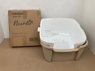 PAWHUT SMALL METAL PET CRATE TO ALSO INCLUDE LARGE HOODED CAT LITTER BOX: LOCATION - C8