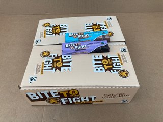 2 X BOXES OF BITE TO FIGHT CHOCOLATE TO INCLUDE BELGIAN CARAMEL & SEA SALT MILK CHOCOLATE - BBE 24/2/25 & BELGIAN COFFEE CREAM DARK CHOCOLATE - BBE 13/3/25: LOCATION - C14