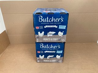 2 X BOXES OF BUTCHER'S GRAIN FREE JOINTS & COAT DOG FOOD LOAF TINS - BBE 11/26: LOCATION - C14