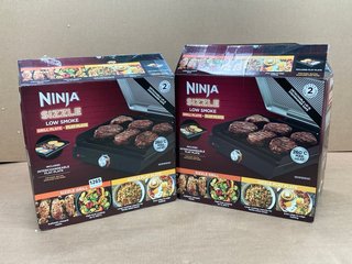 2 X NINJA SIZZLE LOW SMOKE GRILL PLATE & FLAT PLATE - RRP £170.00: LOCATION - D13