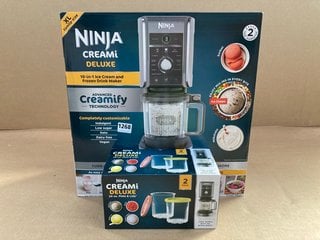 NINJA CREAMI DELUXE 10 IN 1 ICE CREAM & FROZEN DRINK MAKER - RRP £249.99 TO ALSO INCLUDE NINJA CREAMI DELUXE 2 24OZ PINTS & LIDS: LOCATION - D13