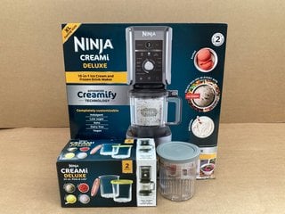 NINJA CREAMI DELUXE 10 IN 1 ICE CREAM & FROZEN DRINK MAKER - RRP £249.99 TO ALSO INCLUDE NINJA CREAMI DELUXE 3 24OZ PINTS & LIDS: LOCATION - D13