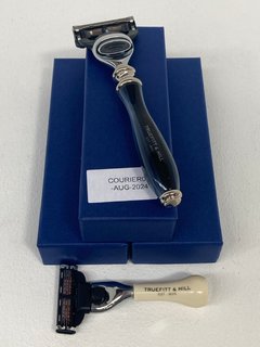 TRUEFITT & HILL STRAIGHT RAZORS IN FUSION BLUE TO INCLUDE 2 X TRUEFITT AND HILLSMORE RAZORS IN IVORY COMBINED RRP £473 (PLEASE NOTE: 18+YEARS ONLY. ID MAY BE REQUIRED): LOCATION - A*