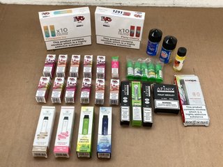 QTY OF ASSORTED VAPE ITEMS TO INCLUDE 2 X BOXES OF I VAPE GREAT AIR 2ML 20MG PODS IN FIZZY CHERRY/PINEAPPLE ICE - (PLEASE NOTE: 18+YEARS ONLY. ID MAY BE REQUIRED): LOCATION - D0