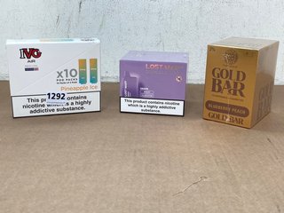 3 X BOXES OF ASSORTED VAPES TO INCLUDE BOX OF I VAPE GREAT AIR 2ML 20MG PODS IN PINEAPPLE ICE - (PLEASE NOTE: 18+YEARS ONLY. ID MAY BE REQUIRED): LOCATION - D0