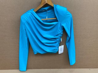 SELF-PORTRAIT JERSEY RUCHED TOP IN BLUE - UK 8 - RRP £110.00: LOCATION - D12