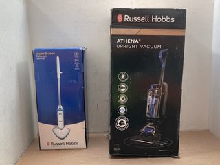 RUSSELL HOBBS STEAM & CLEAN LIGHTWEIGHT STEAM MOP TO INCLUDE RUSSELL HOBBS THENA 2 UPRIGHT VACUUM: LOCATION - A4