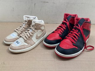 NIKE AIR JORDAN HI-TOP TRAINERS IN CREAM/BEIGE - UK 5 TO ALSO INCLUDE NIKE AIR JORDAN HI-TOP TRAINERS IN BLACK/RED - UK 12: LOCATION - A8