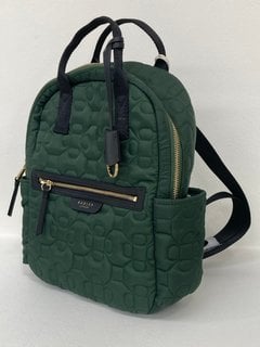 RADLEY LONDON FINSBURY PARK FLOWER QUILTED BACKPACK IN GREEN - RRP £149.00: LOCATION - FRONT BOOTH