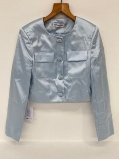 SELF-PORTRAIT SATIN JACKET IN BLUE - UK SIZE 10 - RRP £360.00: LOCATION - FRONT BOOTH