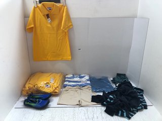 QTY OF ASSORTED CHILDRENS CLOTHES TO INCLUDE SPORTEX POLO NECK SHIRTS IN YELLOW SIZE 9-10Y: LOCATION - A15