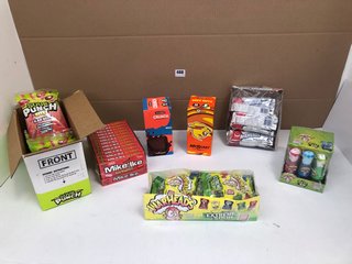 QTY OF ASSORTED FOOD ITEMS TO INCLUDE BOX OF WARHEADS OOZE POPS - BBE 1/26: LOCATION - B15