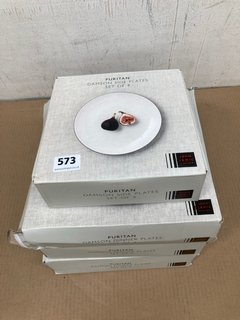 3 X BOXES OF 4 JOHN LEWIS & PARTNERS PURITAN DAMSON DINNER PLATES TO ALSO INCLUDE JOHN LEWIS & PARTNERS SET OF 4 PURITAN DAMSON SIDE PLATES: LOCATION - B12