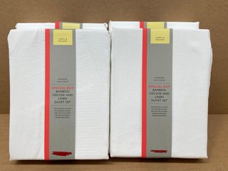 4X JOHN LEWIS & PARTNERS SUPER KINGSIZE BAMBOO VISCOSE AND LINEN DUVET SET IN WHITE - COMBINED RRP £480: LOCATION - B2