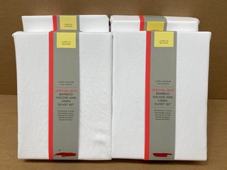 4X JOHN LEWIS & PARTNERS SUPER KINGSIZE BAMBOO VISCOSE AND LINEN DUVET SET IN WHITE - COMBINED RRP £480: LOCATION - B2