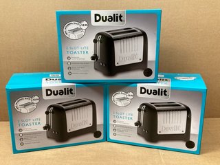 3X DUALIT 2 SLOT LITE TOASTER IN BLACK - COMBINED RRP £222: LOCATION - B1