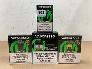 4 X ASSORTED VAPORESSO VAPE ITEMS TO INCLUDE 2 X LUXE X2 VAPE KITS - (PLEASE NOTE: 18+YEARS ONLY. ID MAY BE REQUIRED): LOCATION - D0