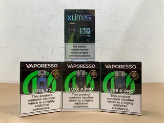 3 X VAPORESSO LUXE X2/PRO VAPE KITS TO ALSO INCLUDE OXVA XLIM PRO X-TREME FLAVOR KIT - (PLEASE NOTE: 18+YEARS ONLY. ID MAY BE REQUIRED): LOCATION - D0