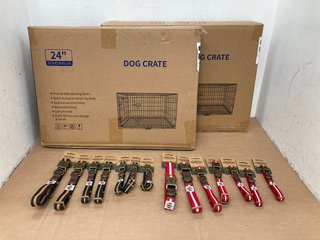 2 X 24" DOG CRATES TO ALSO INCLUDE QTY OF GRATE & SMALL COUNTRY DOG COLLARS IN GREEN/RED: LOCATION - C2