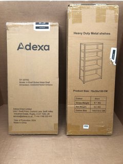 HEAVY DUTY METAL SHELVES IN BLACK TO ALSO INCLUDE ADEXA 4 SHELF BOLTED METAL SHELF: LOCATION - C3