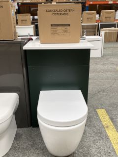 550 X 250MM W/C UNIT FIR GREEN & WHITE WITH BTW PAN, SEAT & CONCEALED CISTERN FITTING KIT - RRP £780: LOCATION - D5