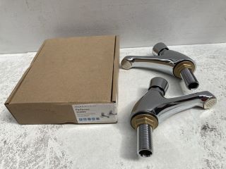 PAIR OF CHROME NON CONCUSSIVE BASIN PILLAR TAPS - RRP £190: LOCATION - R1