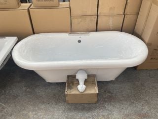 1700 X 750MM TRADITIONAL ROLL TOPPED DOUBLE ENDED FREESTANDING BATH WITH SET OF WHITE CLAW & BALL FEET - RRP £1009: LOCATION - C2