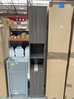 FLOOR STANDING 2 DOOR WITH OPEN SHELF BATHROOM CABINET IN BODEGA GREY 1820 X 300 X 310MM - RRP £595: LOCATION - C3