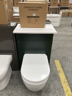 (COLLECTION ONLY) 550 X 250MM W/C UNIT FIR GREEN & WHITE WITH BTW PAN, SEAT & CONCEALED CISTERN FITTING KIT - RRP £780: LOCATION - D5