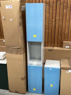 FLOOR STANDING 2 DOOR BATHROOM CABINET WITH OPEN SHELF IN PEARL GREY MATT 1810 X 300 X 340MM - RRP £595: LOCATION - D3