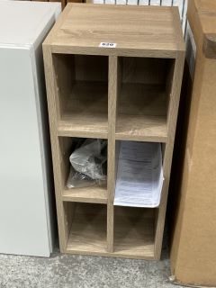 FLOOR STANDING/WALL HUNG TOWEL UNIT IN BARDOLINO OAK 300 X 320 X 660MM - RRP £195: LOCATION - D3