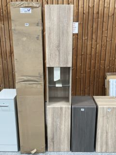 FLOOR STANDING 2 DOOR BATHROOM CABINET WITH OPEN SHELF IN PEARL GREY MATT 1810 X 300 X 340MM - RRP £595: LOCATION - D3