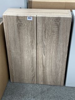 WALL HUNG 2 DOOR BATHROOM CABINET IN BARDOLINO OAK 500 X 660 X 180MM - RRP £235: LOCATION - C4