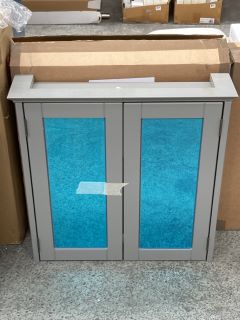 (COLLECTION ONLY) WALL HUNG 2 DOOR MIRRORED BATHROOM CABINET IN GREY FRAME 630 X 640 X 160MM - RRP £279: LOCATION - C5